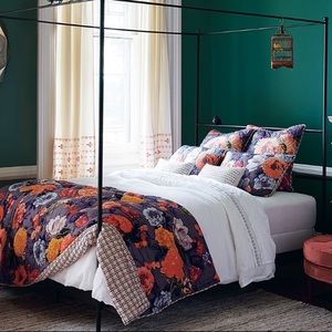 Anthropologie agneta floral plaid comforter